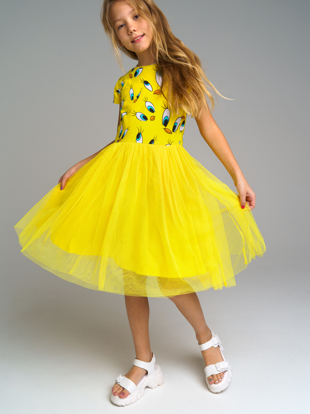 Платье детское PlayToday 12341016, цвет жёлтый, размер 140