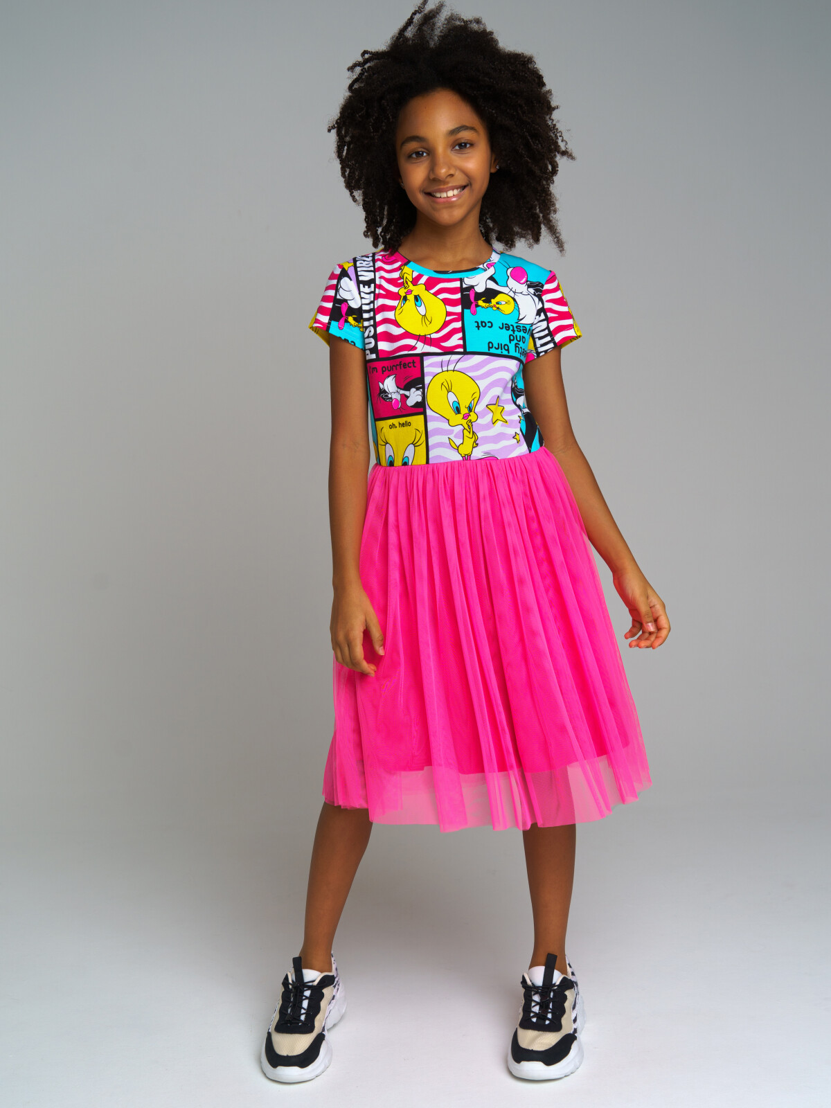 Платье детское PlayToday 12341015, цвет фуксия, разноцветный, размер 152 playtoday платье для девочки be positive 12341015