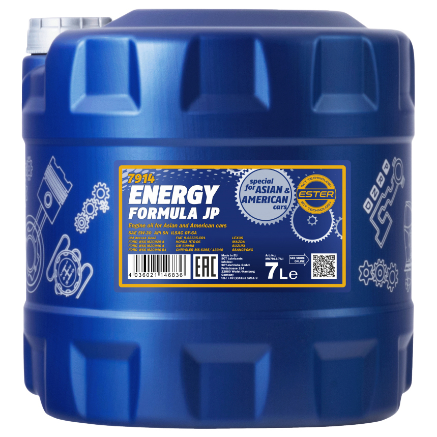 

Моторное масло MANNOL синтетическое Energy Formula Jp 5W30 7л