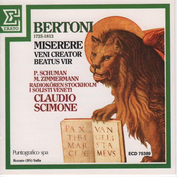 

SCIMONE, CLAUDIO: Berton Miserere - Veni Creator - Beatus Vir (cd)