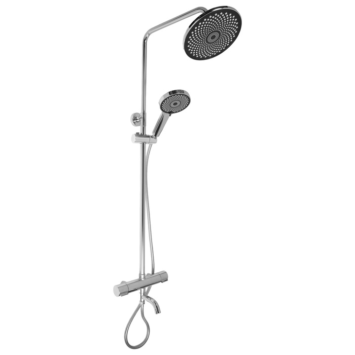 

Душевая система ZEIN Z4483, термостат, верхняя лейка 22 см, ручная лейка 12,5 см, хром, Серебристый, Z4483