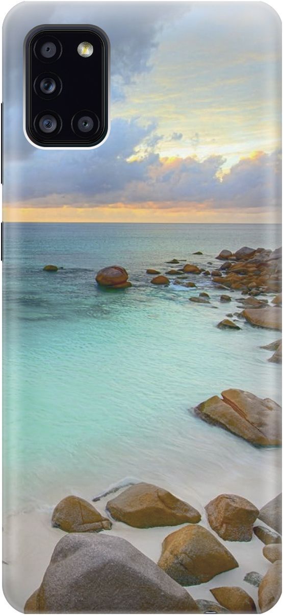 

Силиконовый чехол на Samsung Galaxy A31 "Каменистый пляж", Белый;коричневый, 2294
