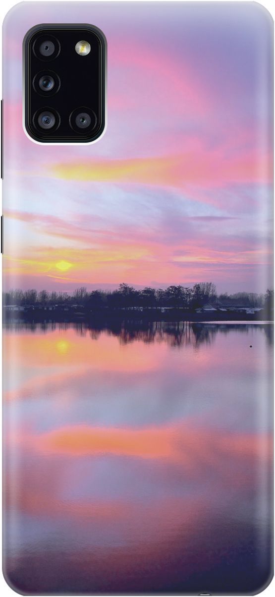 

Силиконовый чехол на Samsung Galaxy A31 "Зарево над рекой", Голубой;фиолетовый, 2294