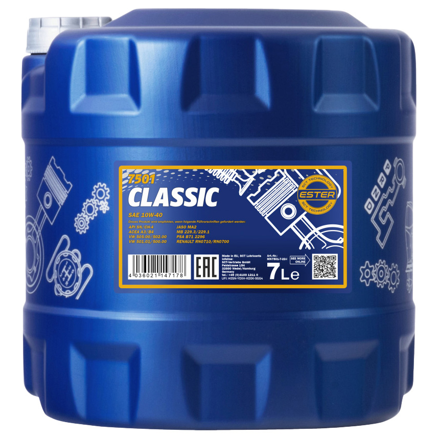 

Моторное масло MANNOL полусинтетическое CLASSIC 10W40 7л