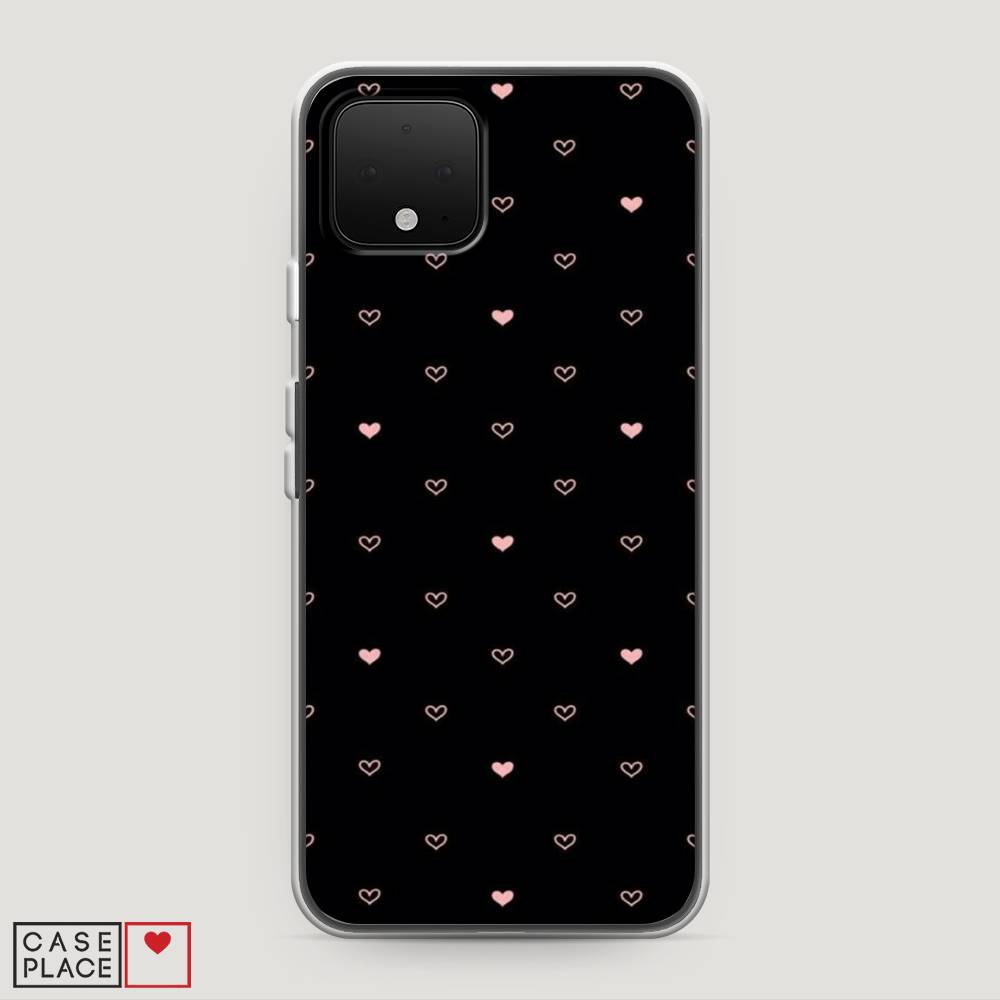 

Чехол Awog на Google Pixel 4 "Черный фон и сердечки", Разноцветный, 270250-3