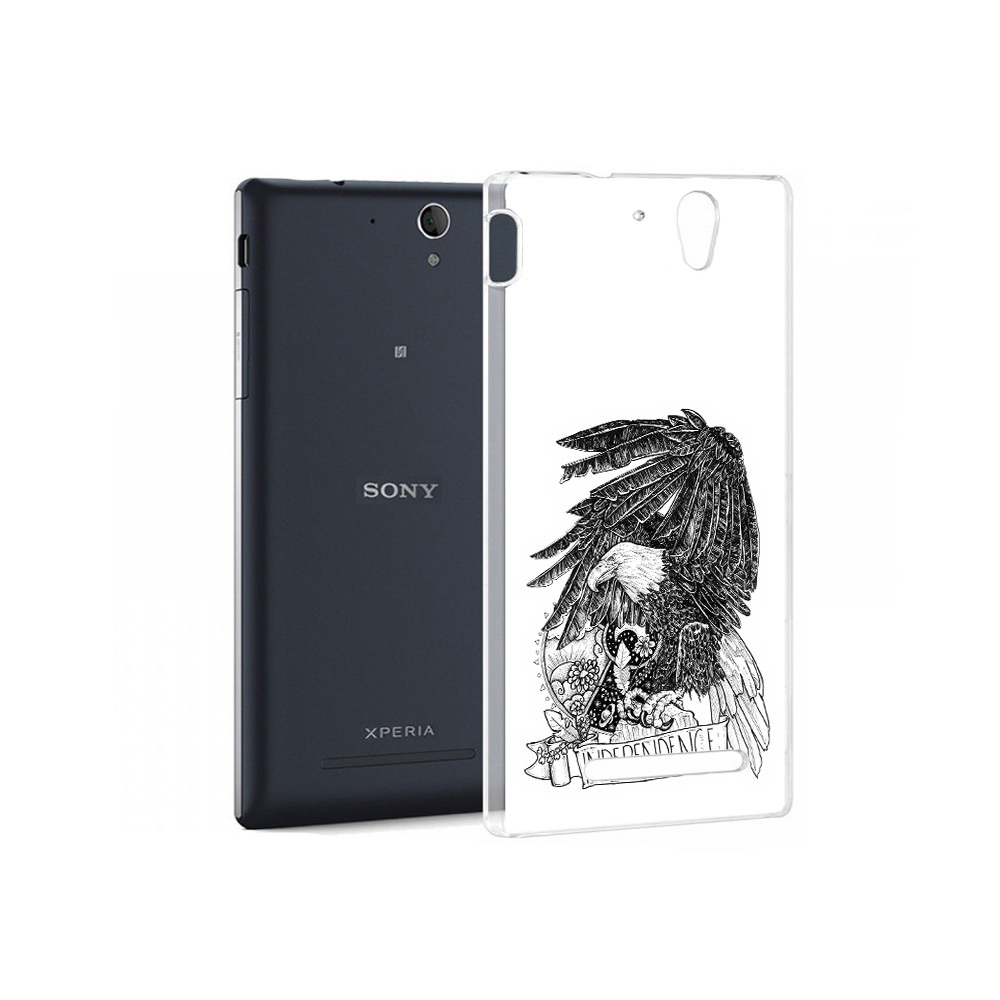 

Чехол MyPads Tocco для Sony Xperia C3 черно белый сокол (PT18760.251.688), Прозрачный, Tocco