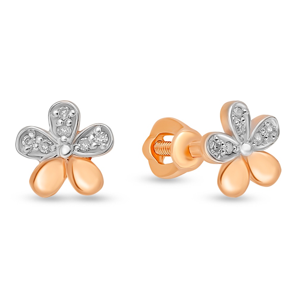 

Серьги пусеты из красного золота 585Gold 102007315, бриллиант, 102007315