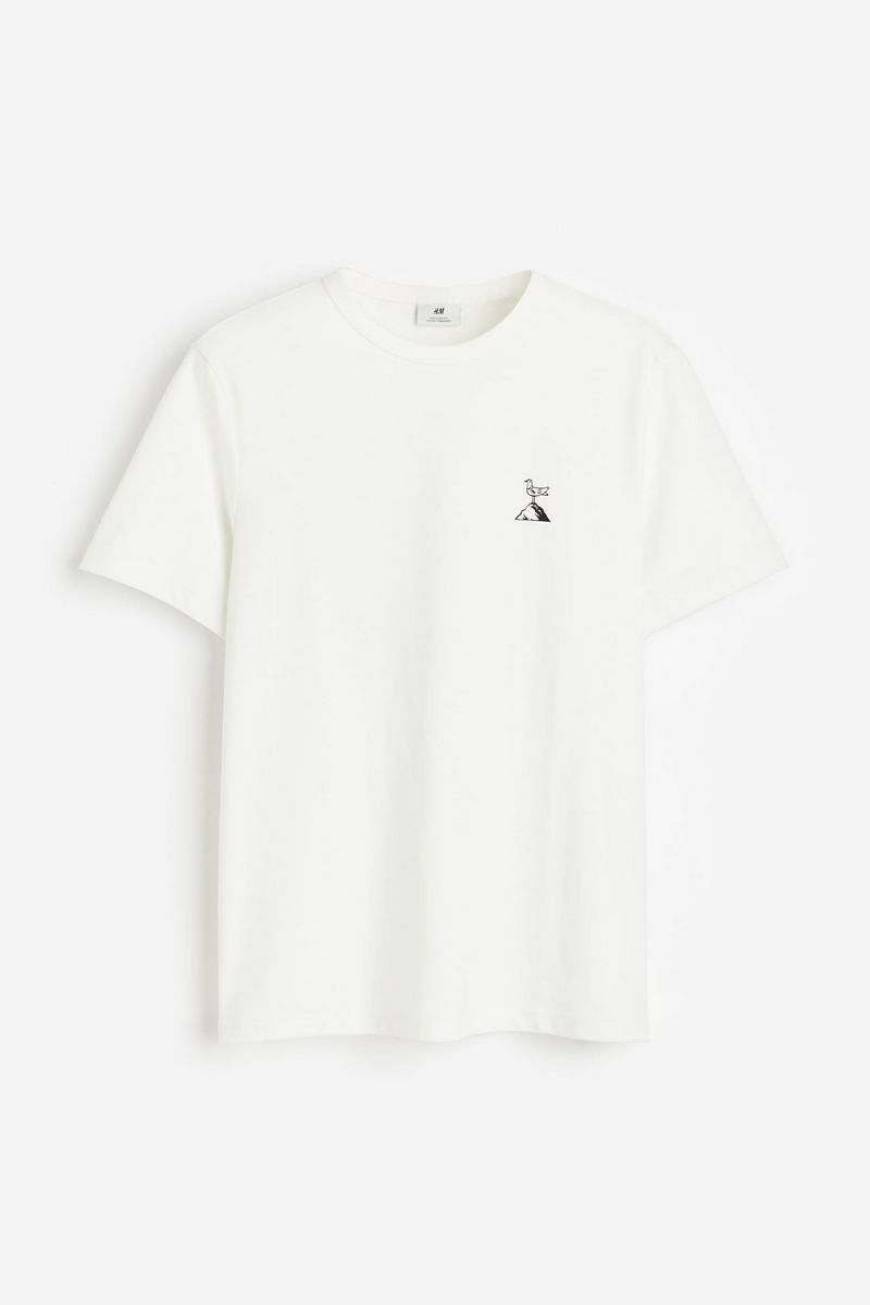 

Футболка мужская H&M 1216501 белая M, Белый, 1216501