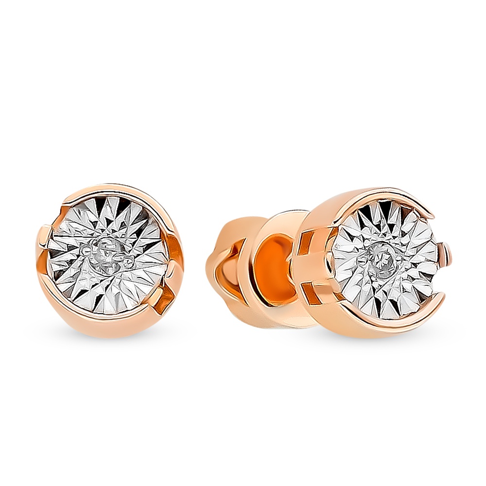 

Серьги пусеты из красного золота 585Gold 102007134, бриллиант, 102007134