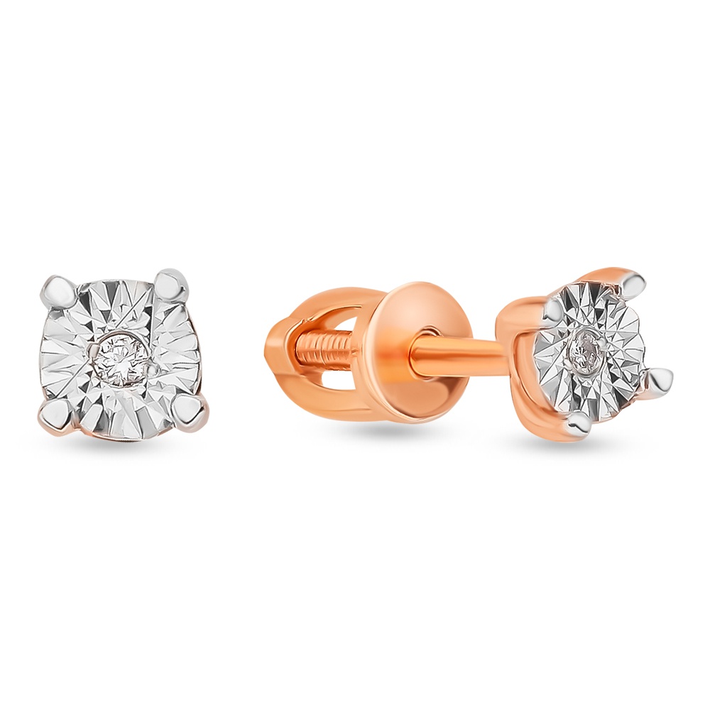 

Серьги пусеты из красного золота 585Gold 102007132, бриллиант, 102007132
