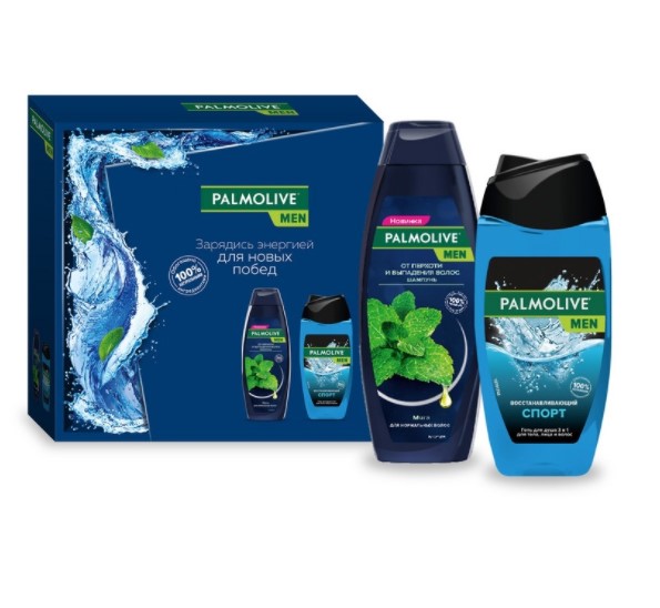 фото Подарочный набор palmolive, for men "спорт и мята" (гель для душа, шампунь) 450 мл