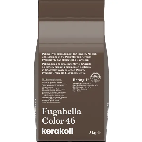 Затирка гибридная Kerakoll Fugabella Color, цвет 46 (антрацит) 3 кг. затирка ceresit ce 40 аквастатик антрацит 13