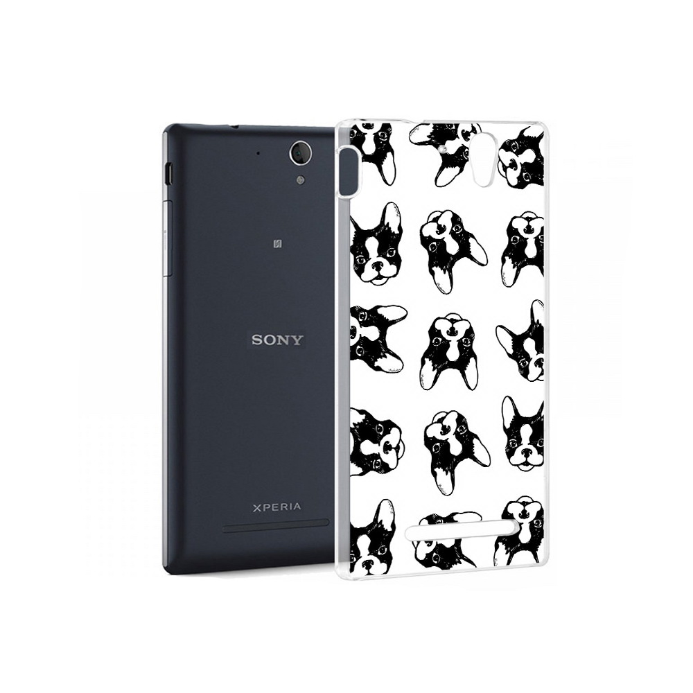 

Чехол MyPads Tocco для Sony Xperia C3 черно белые собачки (PT18760.251.683), Прозрачный, Tocco