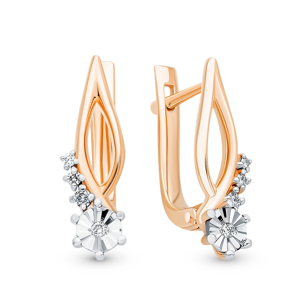 

Серьги из красного золота с бриллиантом 585Gold 102006932, 102006932