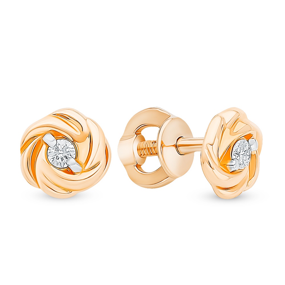 

Серьги из красного золота с бриллиантом 585Gold 102006781, 102006781
