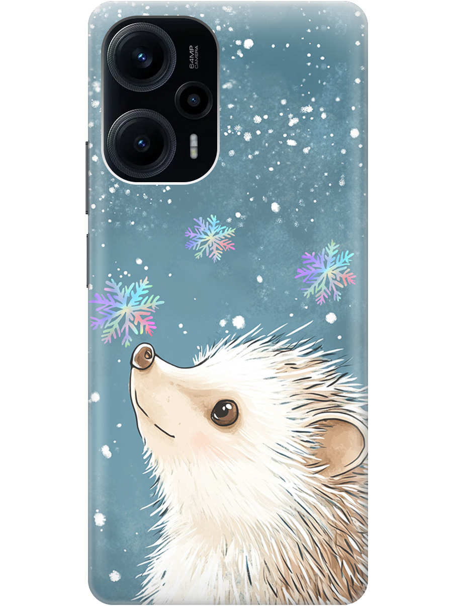 

Силиконовый чехол на Poco F5 с принтом "Ежик и снежинки", Прозрачный;белый;серый;синий, 771146012