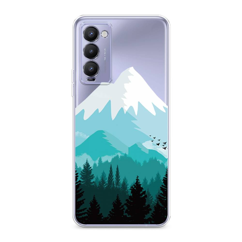 

Чехол на Tecno Camon 18 "Синяя снежная гора", Белый;голубой, 300950-2