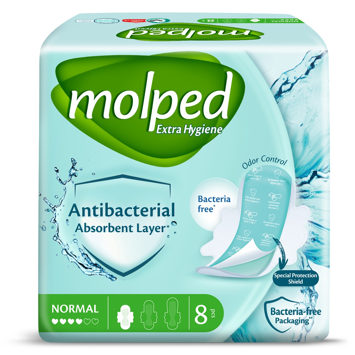 фото Гигиенические антибактериальные прокладки molped "antibac normal", 8 штук