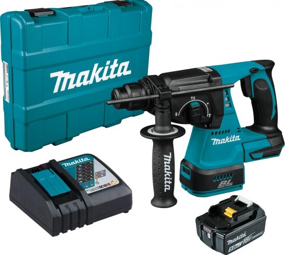 Makita DHR242RT Перфоратор ак б\щет,SDS+,18В,1х5Ач Li-ion,быстрая з/у,3реж,2.4Дж,0-4700у\м