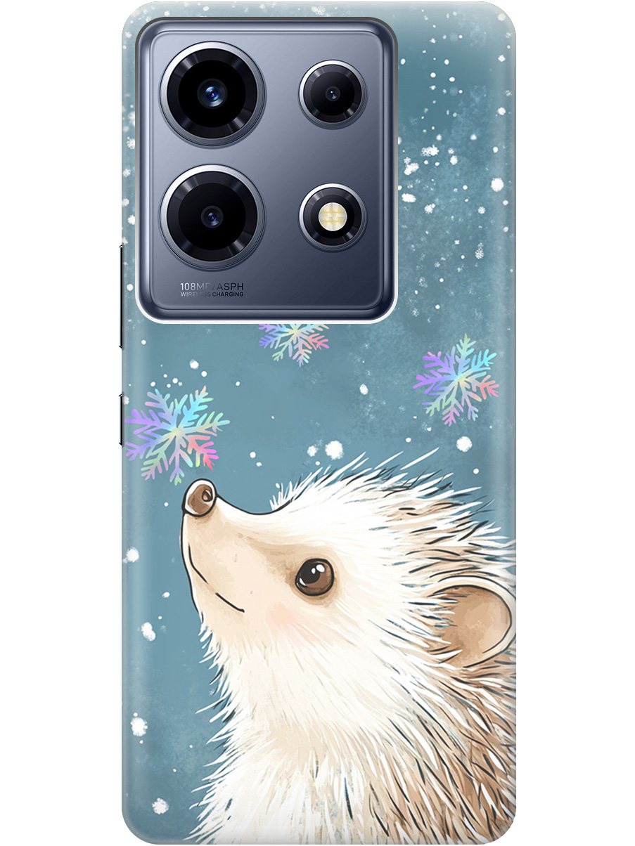 

Силиконовый чехол на Infinix Note 30 VIP с принтом "Ежик и снежинки", Прозрачный;белый;серый;синий, 778685712