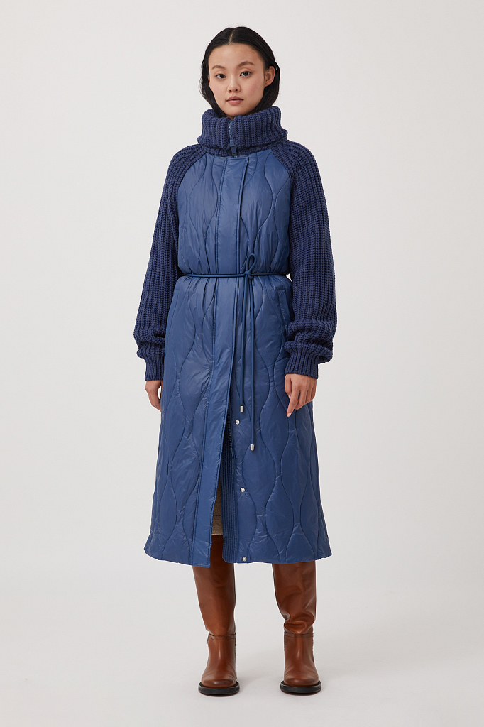 фото Утепленное пальто женское finn flare fab110139 синее 2xl