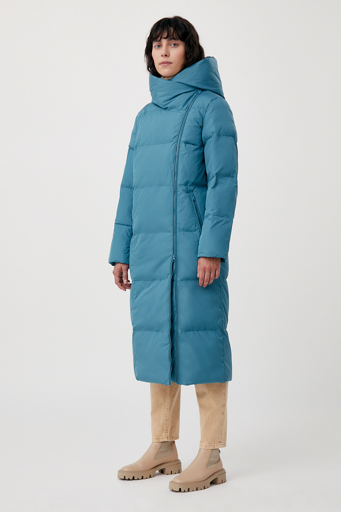фото Утепленное пальто женское finn flare fab11069 бирюзовое 2xl
