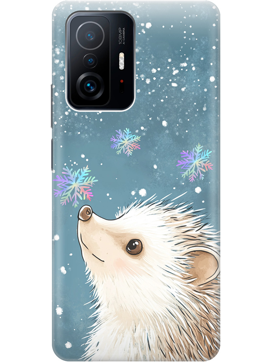 

Силиконовый чехол на Xiaomi 11T / 11T Pro с принтом "Ежик и снежинки", Прозрачный;белый;серый;синий, 732395212