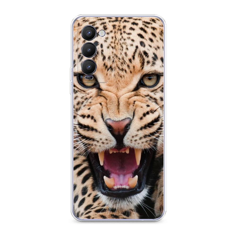 

Чехол на Tecno Camon 18 "Леопард 3d", Бежевый;черный, 300950-6