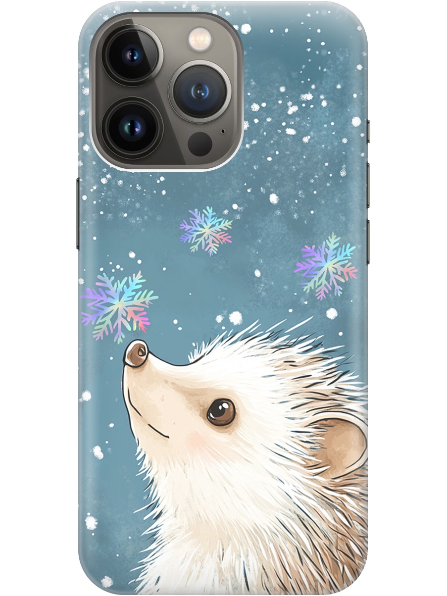 

Силиконовый чехол на Apple iPhone 13 Pro Max с принтом "Ежик и снежинки", Прозрачный;белый;серый;синий, 732247312