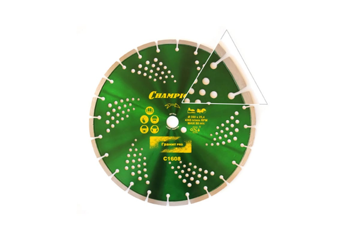 фото Champion диск алмазный гранит 350/25,4 granitech (laser granitek) чемпион (гранит твёрдый)