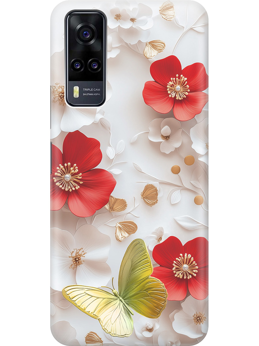 

Силиконовый чехол на Vivo Y31 / Y53s 4G / Y51 2020 с принтом "Золотая бабочка" прозрачный, Прозрачный;белый;золотистый;красный, 743438323