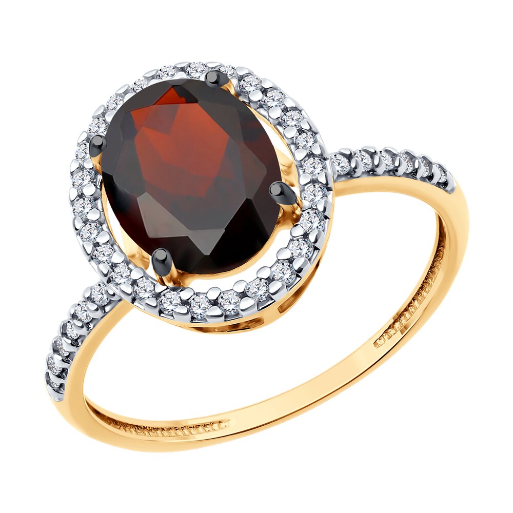 

Кольцо из серебра р.  Diamant 93-310-01999-3, фианит/гранат, 93-310-01999-3