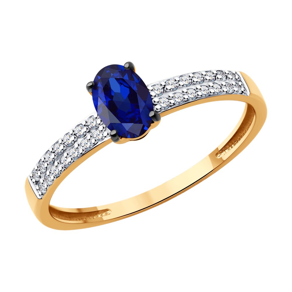 

Кольцо из золота р. 17,5 Diamant 51-210-02312-1, бриллиант\сапфир, 51-210-02312-1