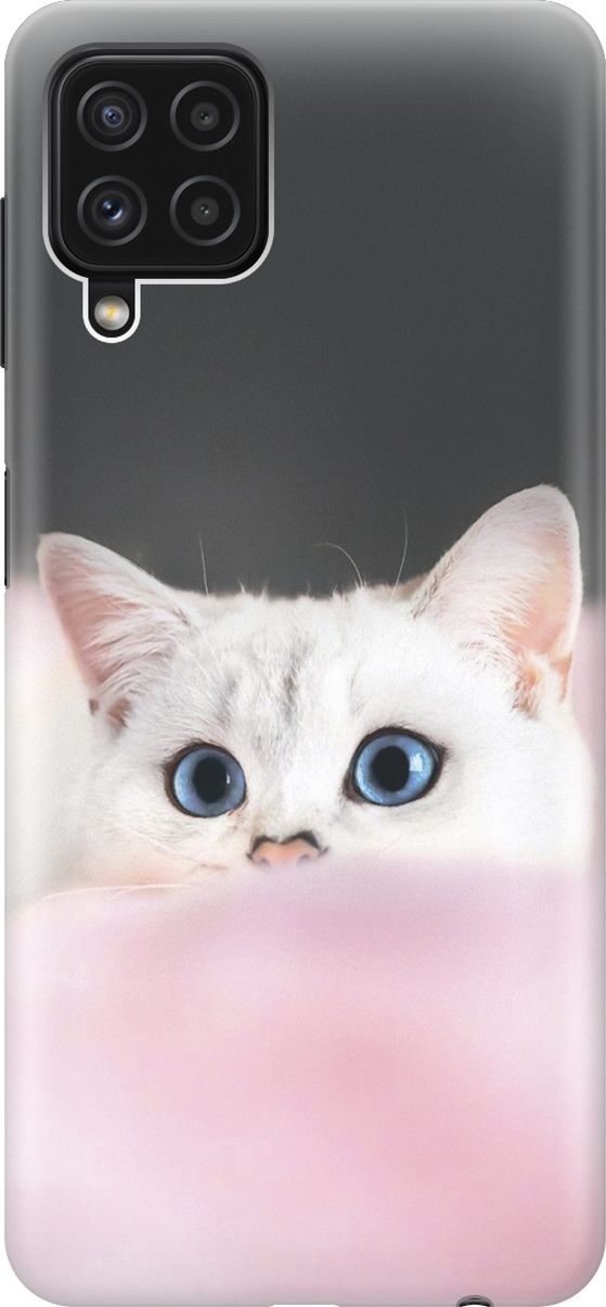 

Чехол на Samsung Galaxy A22 "Кот на розовом пледе", Белый;розовый, 2293