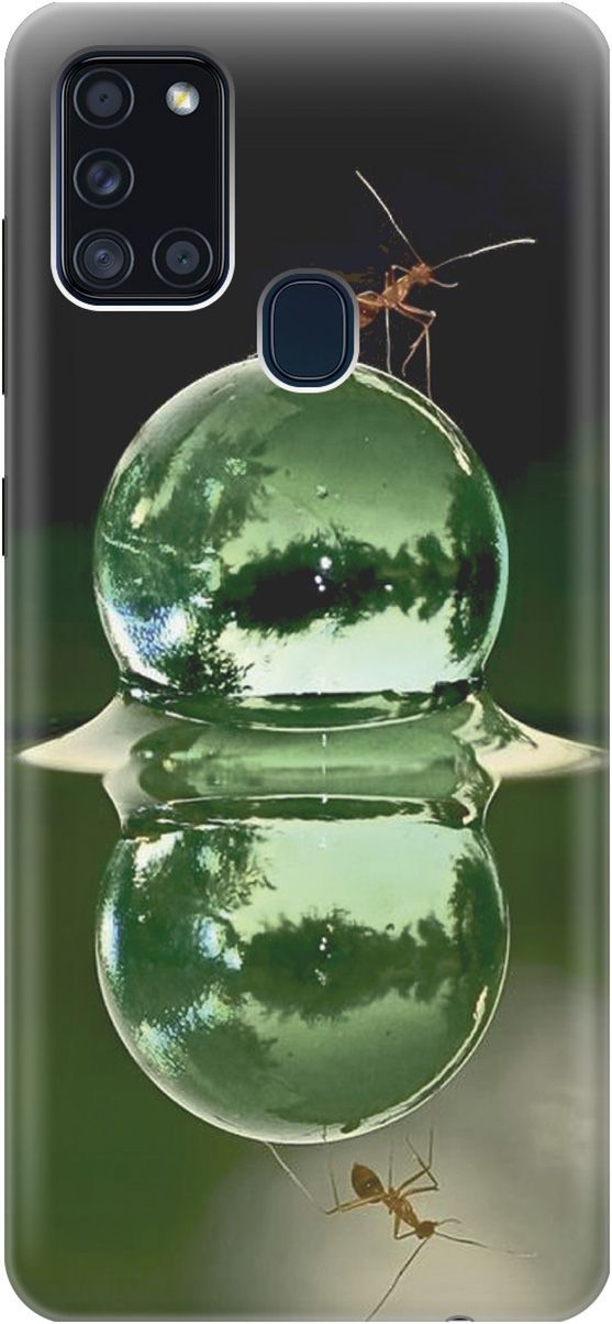 

Силиконовый чехол на Samsung Galaxy A21s "Жук на пузырьке", Зеленый;черный, 2292