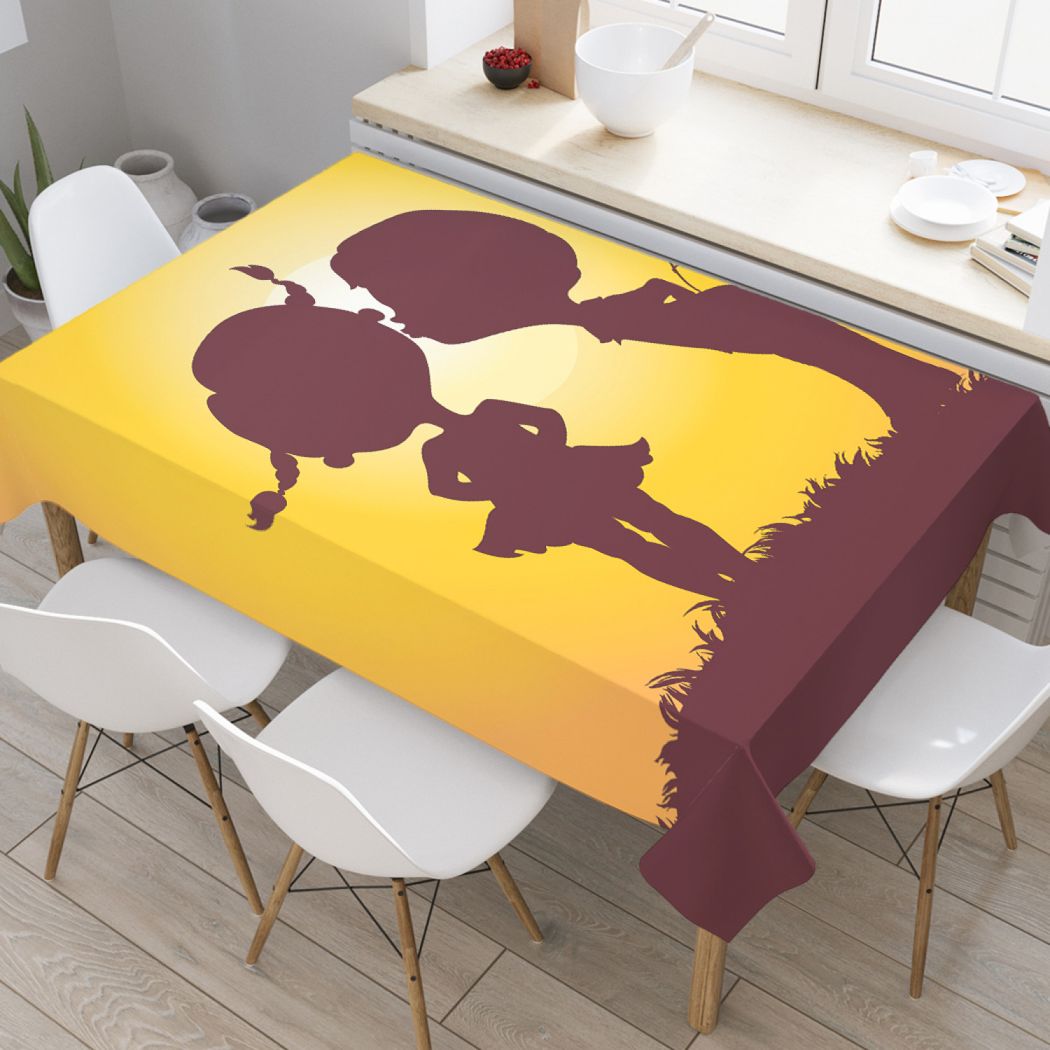 

Скатерть прямоугольная JoyArty "Детский поцелуй" из оксфорда, 180x145 см, Коричневый, Детский поцелуй