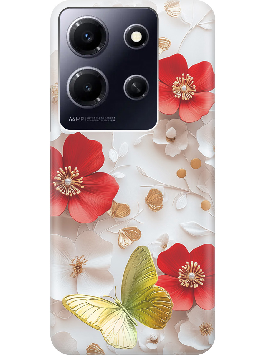 

Силиконовый чехол на Infinix Note 30i с принтом "Золотая бабочка" прозрачный, Прозрачный;белый;золотистый;красный, 772564223