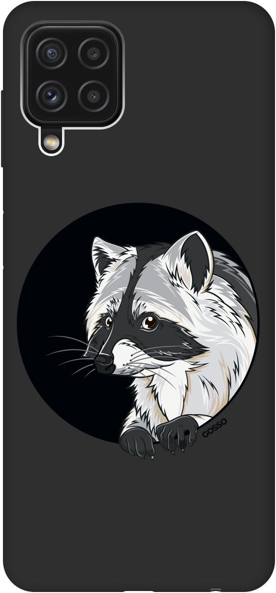 

Чехол на Samsung Galaxy A22 "Raccon in a Hollow" черный, Черный;белый, 2065