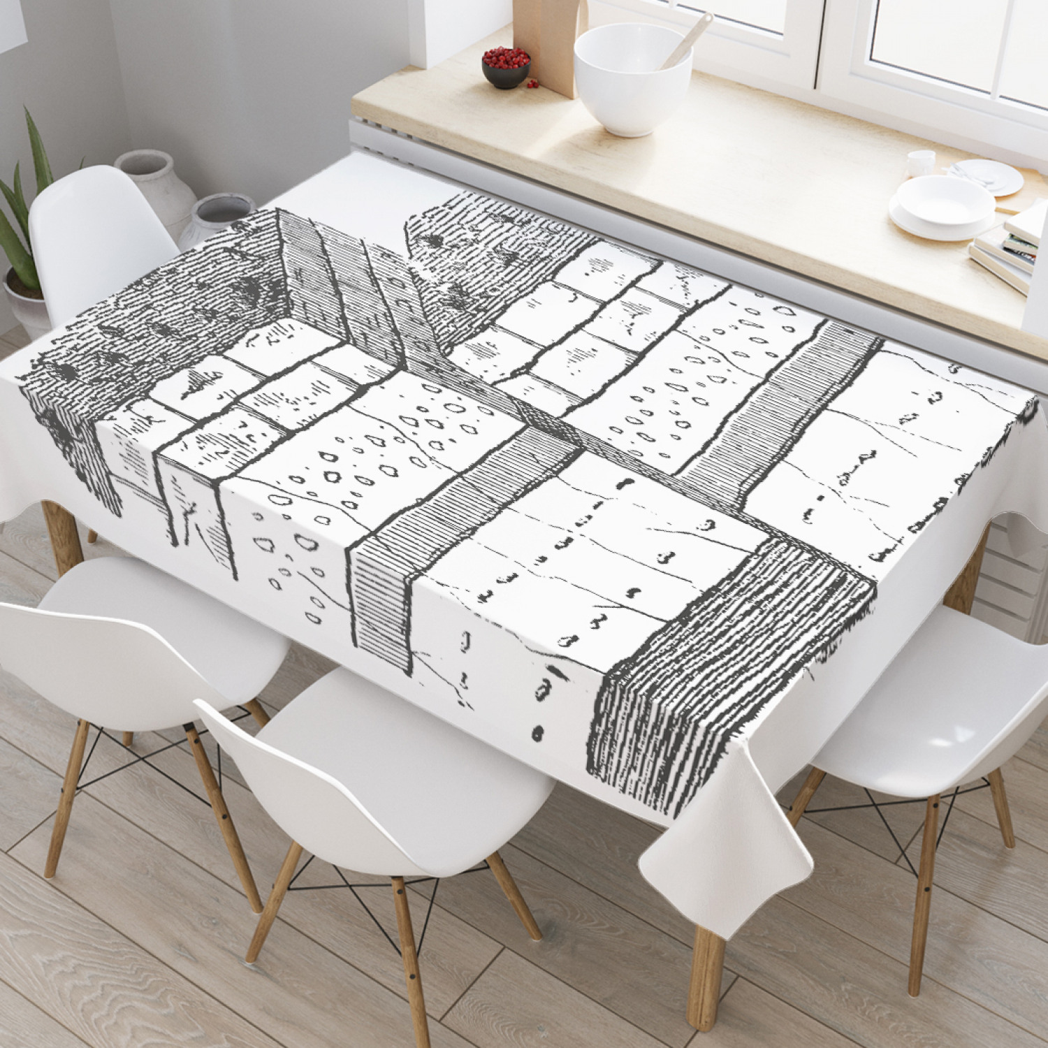 

Скатерть прямоугольная JoyArty "Тектонические плиты" из оксфорда, 180x145см, Белый, Тектонические плиты