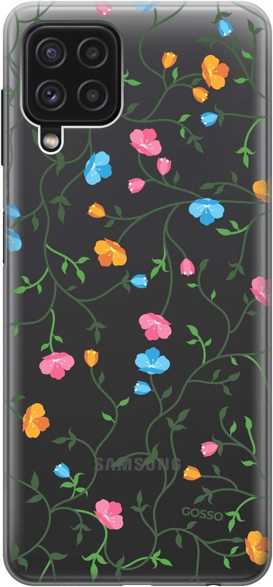 

Чехол на Samsung Galaxy A22 "Сurly Flowers" прозрачный, Прозрачный;голубой, 2152