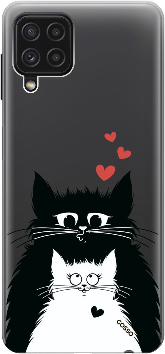

Чехол на Samsung Galaxy A22 "Cats in Love" прозрачный, Прозрачный;белый, 2152