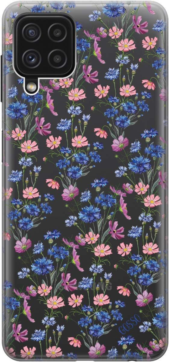 

Чехол на Samsung Galaxy A22 "Lovely Cornflowers" прозрачный, Прозрачный;голубой, 2152