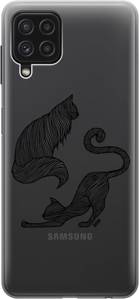

Чехол на Samsung Galaxy A22 "Lazy Cats" прозрачный, Прозрачный;серый, 2152