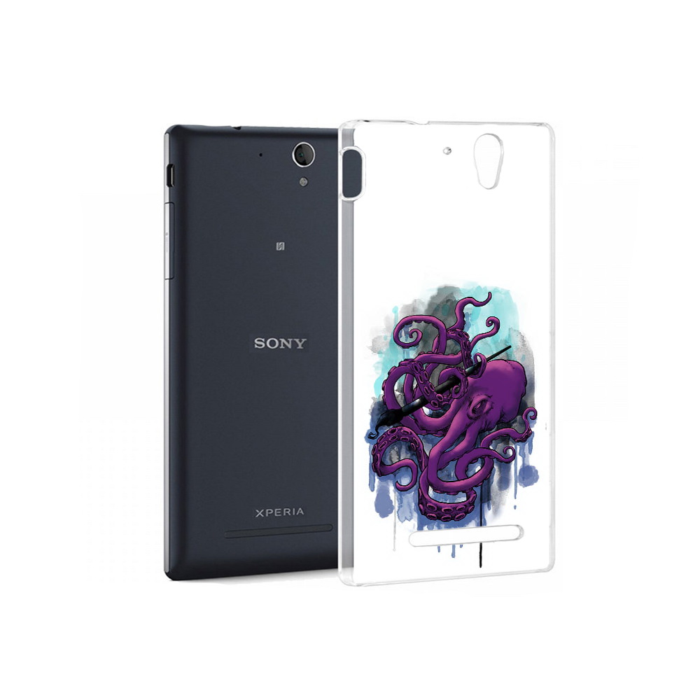 

Чехол MyPads Tocco для Sony Xperia C3 фиолетовый осьминог (PT18760.251.658), Прозрачный, Tocco