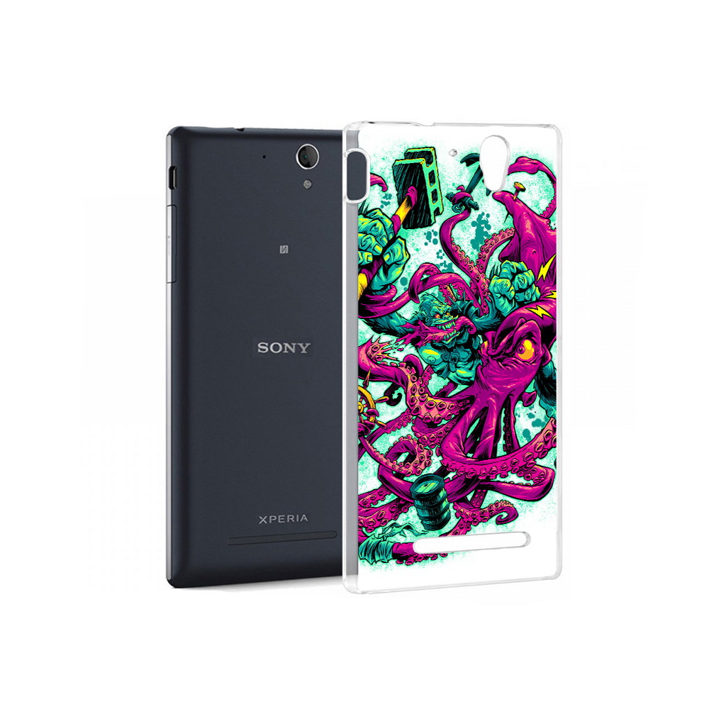 

Чехол MyPads Tocco для Sony Xperia C3 фиолетовый кракен (PT18760.251.657), Прозрачный, Tocco
