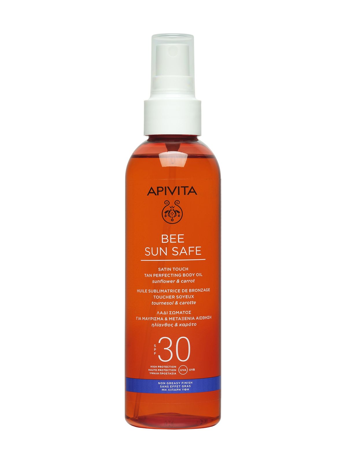 Шелковистое масло для тела Apivita Bee Sun Safe Satin Touch Tan Perfecting Body Oil SPF 30