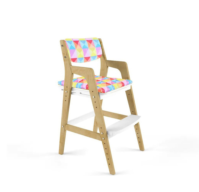 Детский растущий стул Вуди с подушками, цвет Комбо-Белый/Ромбы PVD0128
