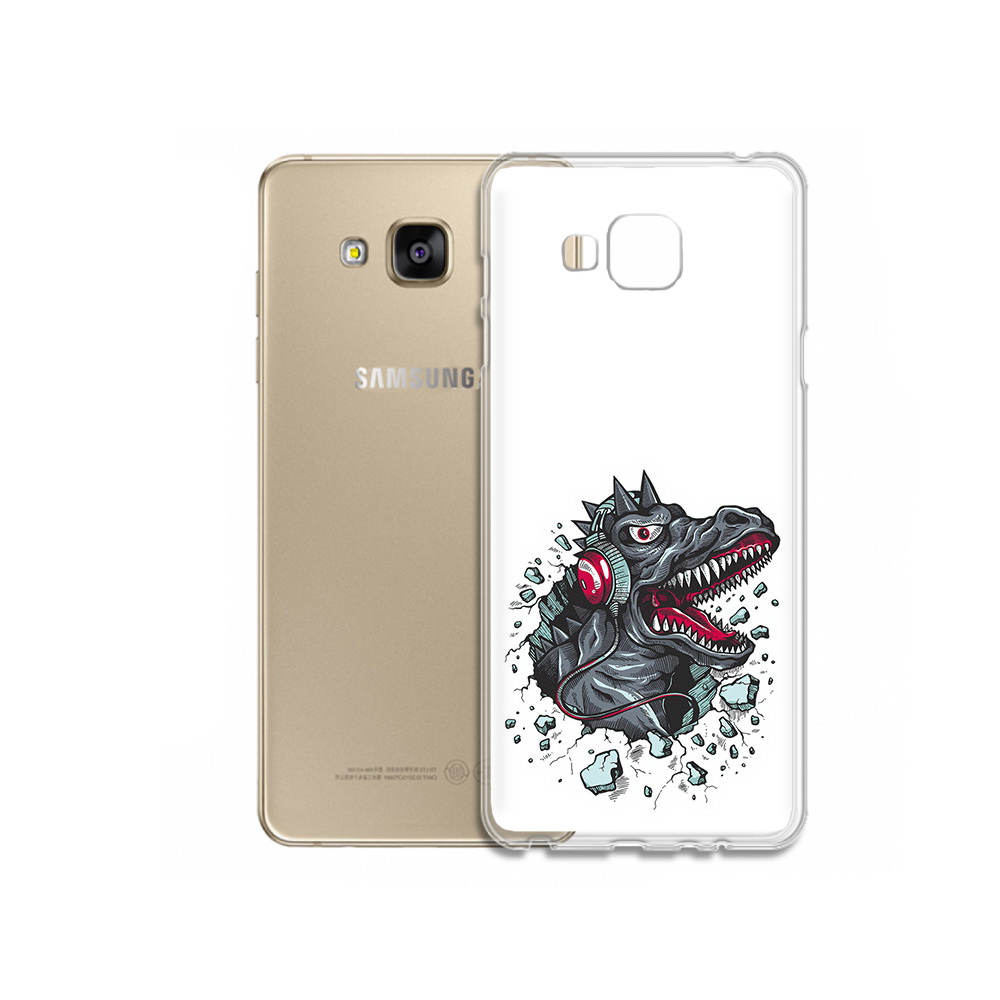 

Чехол MyPads Tocco для Samsung Galaxy J5 Prime Нарисованный динозавр в наушниках, Прозрачный, Tocco