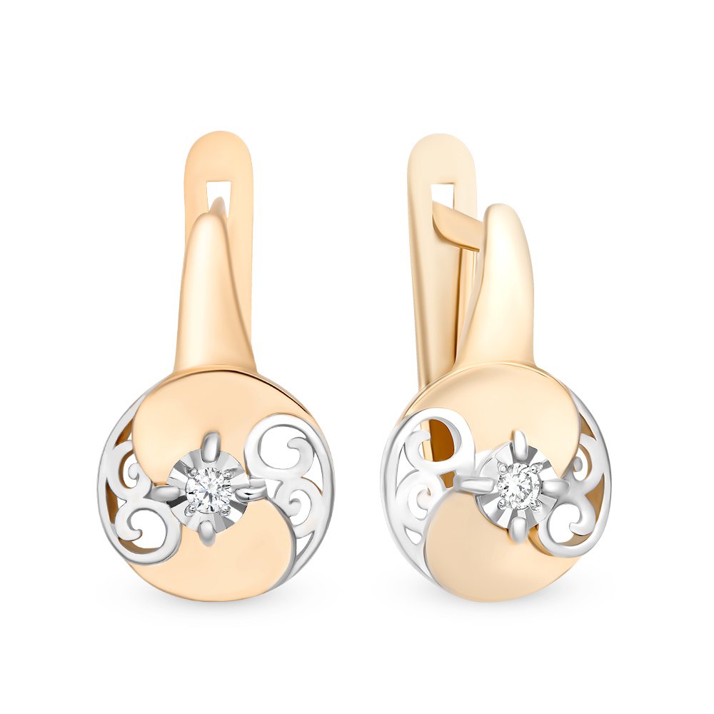 

Серьги из красного золота с бриллиантом 585Gold 102006238, 102006238