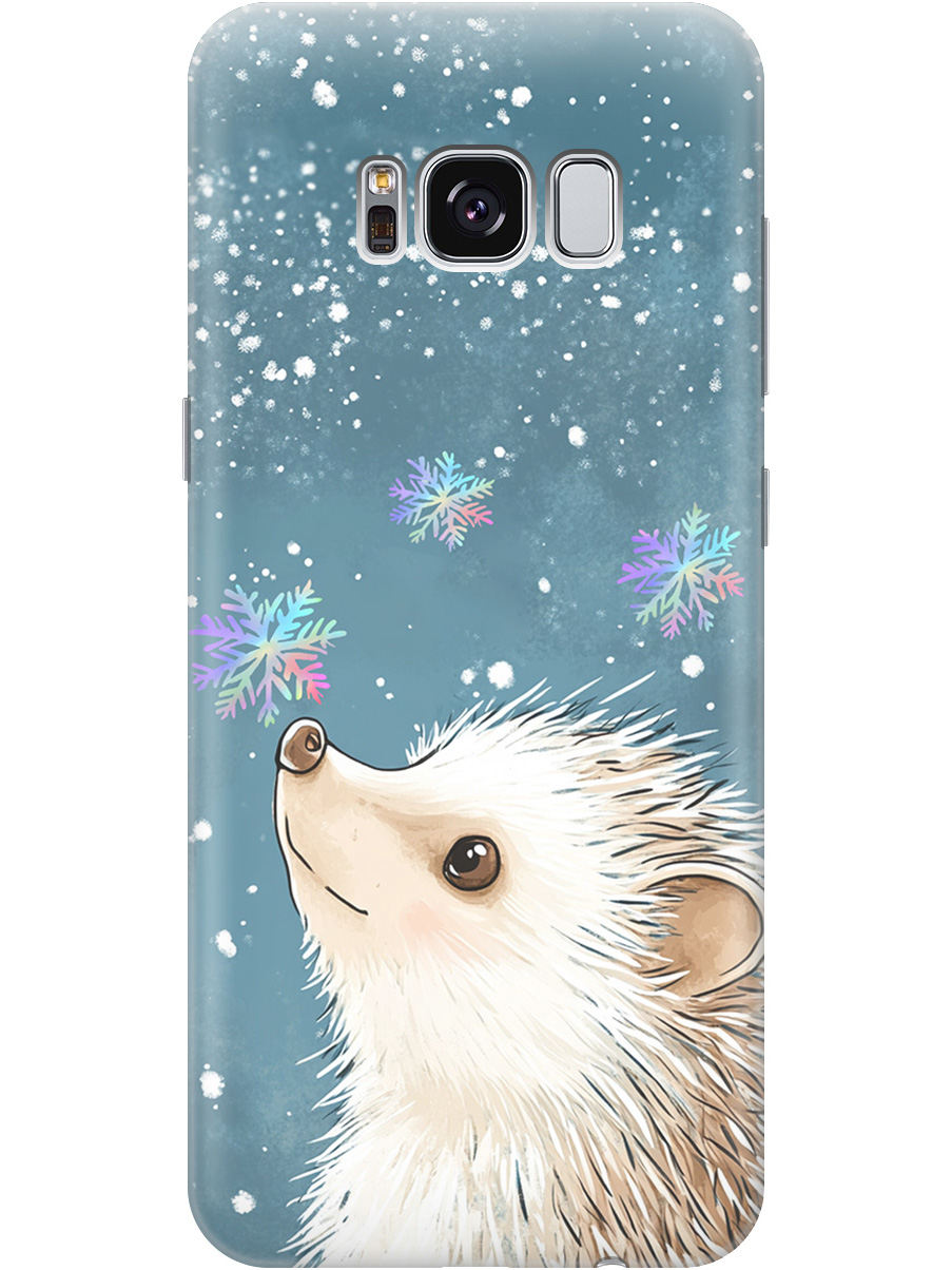 

Силиконовый чехол на Samsung Galaxy S8 с принтом "Ежик и снежинки", Прозрачный;белый;серый;синий, 713984512